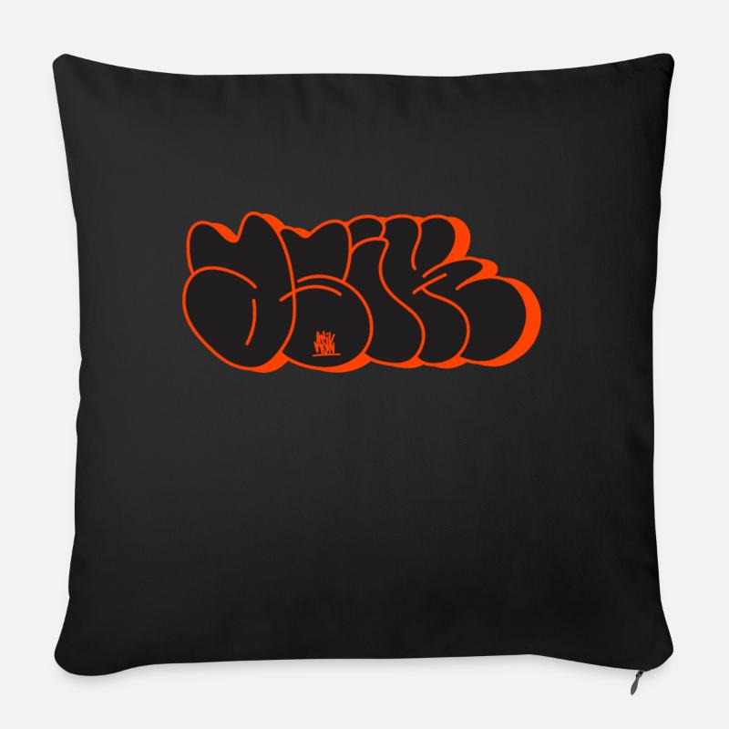 Asik Graffiti Throwup Simple Style Alphabet - Sofakissen mit Füllung 45 x 45 cm - Schwarz