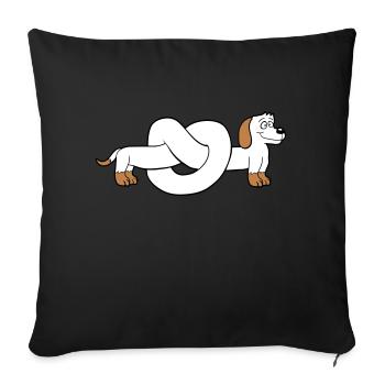 Hund Dackel Brezel Form Knoten Langer Körper Comic - Sofakissen mit Füllung 45 x 45 cm - Schwarz - Vorne