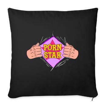 Drôle Porn Star Super-héros Déchirer Humour coquin - Coussin et housse de 45 x 45 cm - noir - Devant
