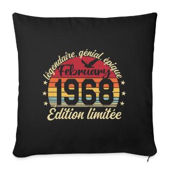 Février 1968 Anniversaire février 1968 Retro 1968 - Coussin et housse de 45 x 45 cm - noir - Devant
