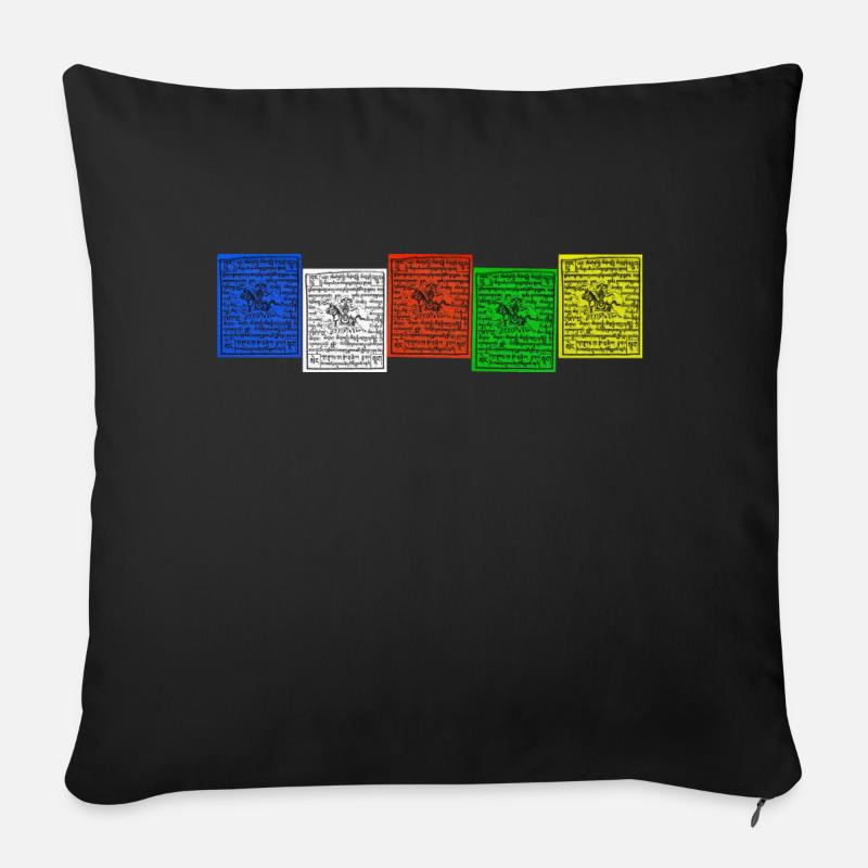 Nepal,Gebetsfahnen - Sofakissen mit Füllung 45 x 45 cm - Schwarz