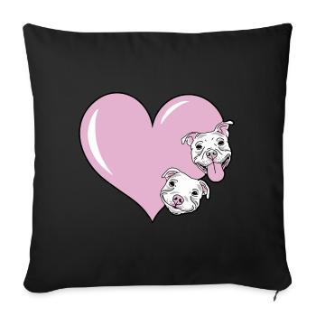 Chien avec cœur pour les amoureux des chiens comme idée cadeau - Coussin et housse de 45 x 45 cm - noir - Devant