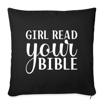Girl Read Your Bible - Sofakissen mit Füllung 45 x 45 cm - Schwarz - Vorne