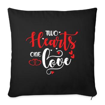 Deux cœurs, un amour - Coussin et housse de 45 x 45 cm - noir - Devant