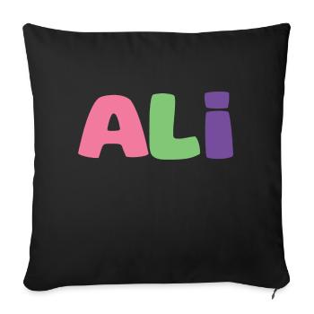 Name - Ali - Sofa pillow with filling 45cm x 45cm - black - Front
