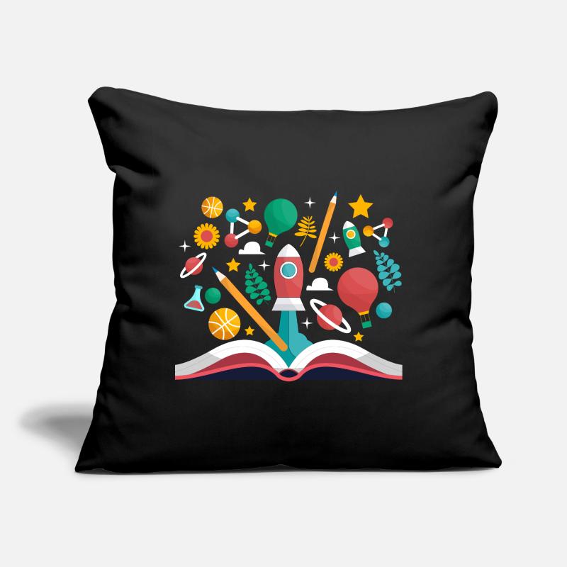 Open Book with School Objects, Learning and Educat Sofa pillow with filling 45cm x 45cm