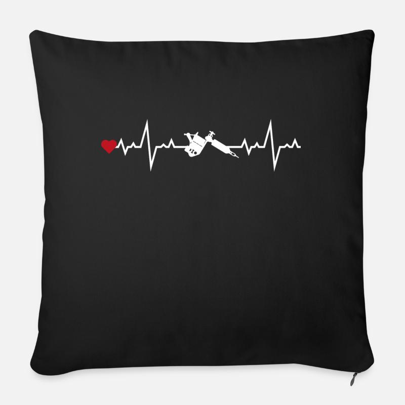 Cardio dermo white tattoo - Sofa pillow with filling 45cm x 45cm - black