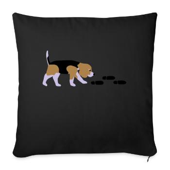 Beagle Mantrailer - Sofakissen mit Füllung 45 x 45 cm - Schwarz - Vorne