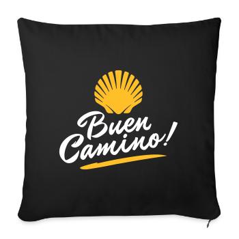 Buen Camino | Camino de Santiago | Santiago - Sofa pillow with filling 45cm x 45cm - black - Front