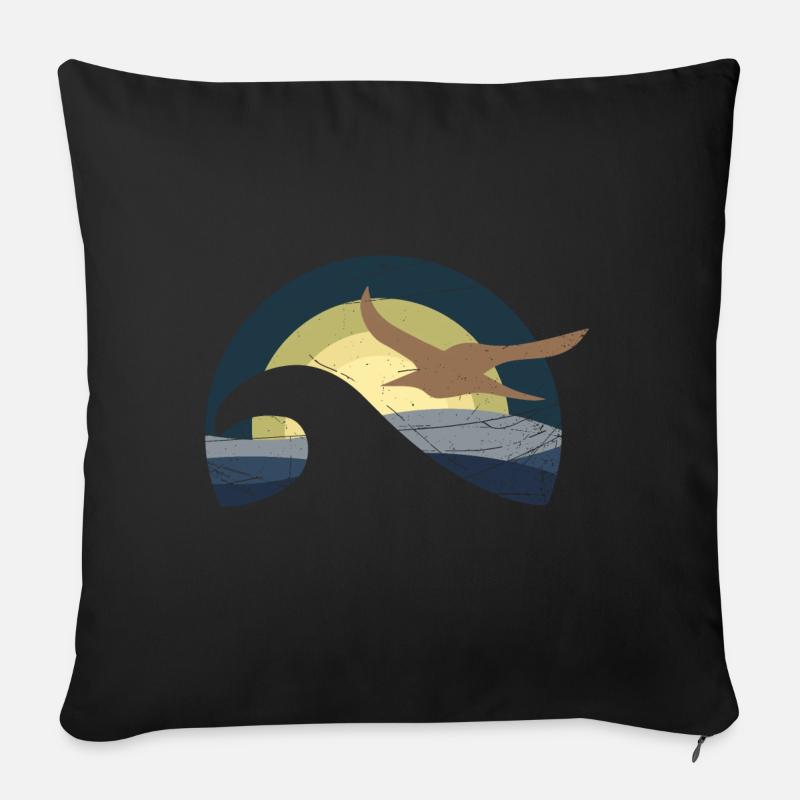 Möwe am Meer - Sofakissen mit Füllung 45 x 45 cm - Schwarz