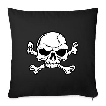 Tête de Mort de Pirate - Coussin et housse de 45 x 45 cm - noir - Devant
