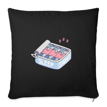 Sardines de sommeil serrées drôles de sommeil dans une boîte - Coussin et housse de 45 x 45 cm - noir - Devant