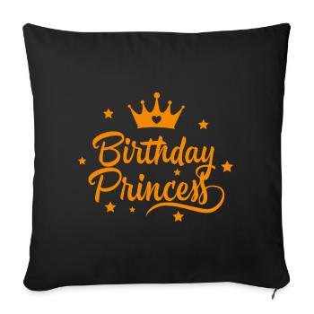 Birthday Princess with Crown Happy Birthday - Coussin et housse de 45 x 45 cm - noir - Devant