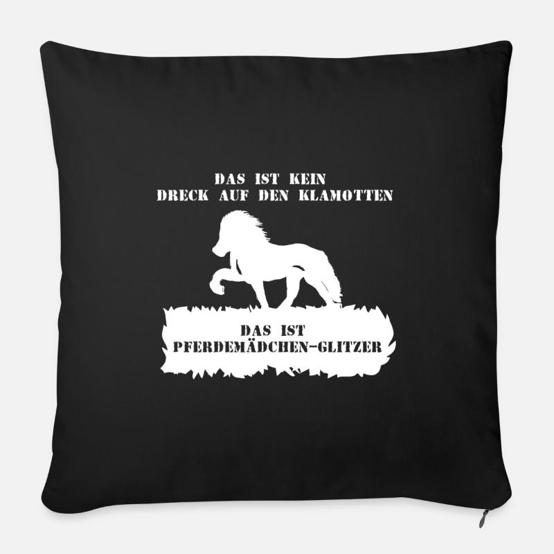 Spruch 3 mit Pferd 1 weiß - Sofakissen mit Füllung 45 x 45 cm - Schwarz