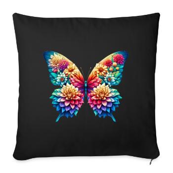 Butterfly flowers dahlia dahlias dahlia - Sofa pillow with filling 45cm x 45cm - black - Front