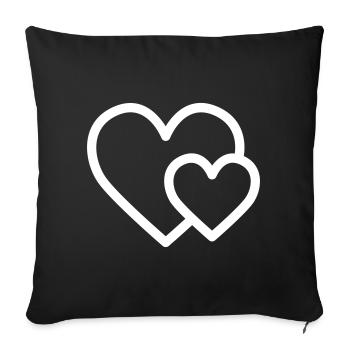 Small heart in front of a big heart - Sofa pillow with filling 45cm x 45cm - black - Front