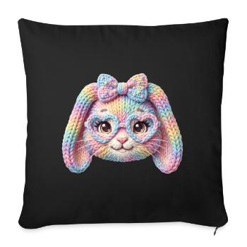 Hase Herzbrille Häschen Pastell Regenbogen Ostern - Sofakissen mit Füllung 45 x 45 cm - Schwarz - Vorne