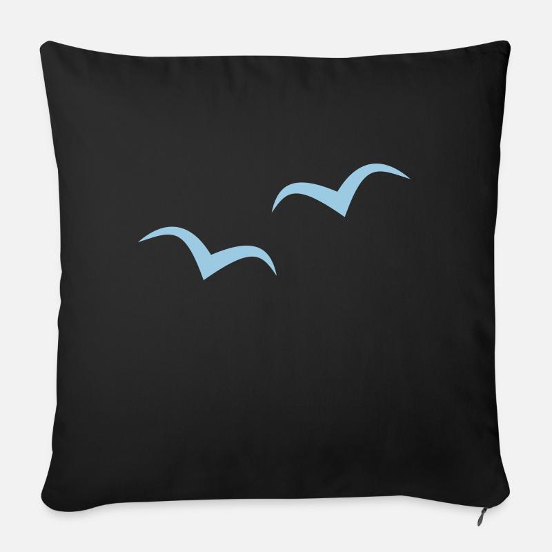 Mouettes - Coussin et housse de 45 x 45 cm - noir