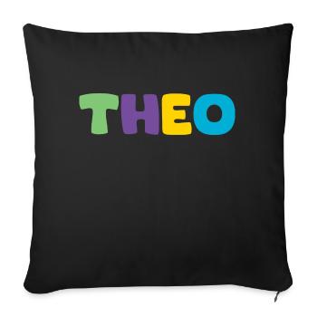 Name - Theo - Sofa pillow with filling 45cm x 45cm - black - Front