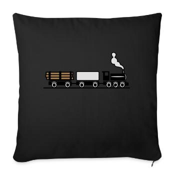 dampflok chemin de fer train de marchandises de jo - Coussin et housse de 45 x 45 cm - noir - Devant