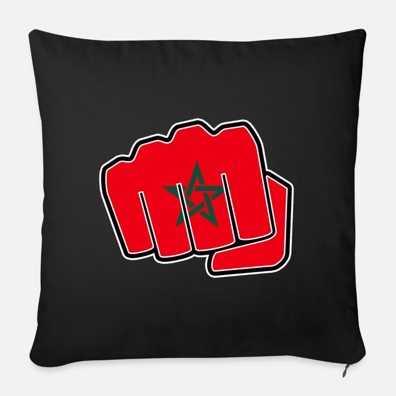 Idée cadeau drapeau maroc drapeau poing - Coussin et housse de 45 x 45 cm - noir