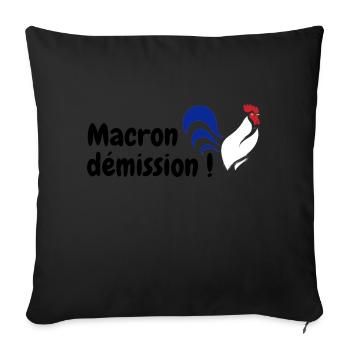 Macron démission gilet jaune - Coussin et housse de 45 x 45 cm - noir - Devant
