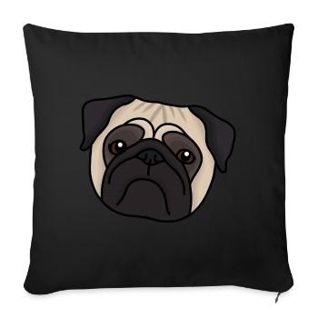 pug - Sofa pillow with filling 45cm x 45cm - black - Front