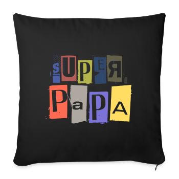 SUPER PAPA anonymous raven spy lettering - Sofa pillow with filling 45cm x 45cm - black - Front