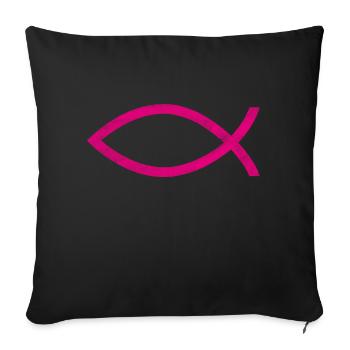 jesus fish pink - Sofa pillow with filling 45cm x 45cm - black - Front