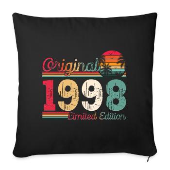 Né 1998 25ème anniversaire Cadeau homme / femme - Coussin et housse de 45 x 45 cm - noir - Devant
