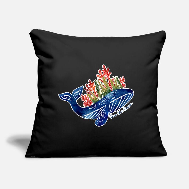 Illustration de baleine avec du corail | Protéger la mer Coussin et housse de 45 x 45 cm