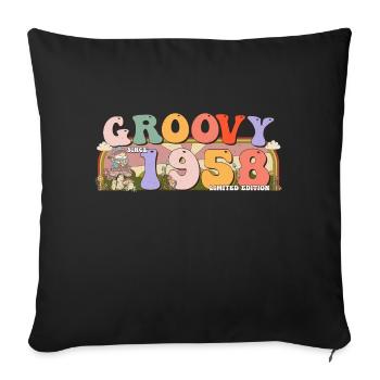 Groovy depuis 1958 Retro Hippie 65th Birthday - Coussin et housse de 45 x 45 cm - noir - Devant