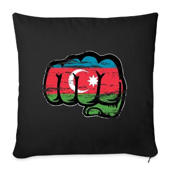 Drapeau de l’Azerbaïdjan poing à la main utilisé - Coussin et housse de 45 x 45 cm - noir - Devant
