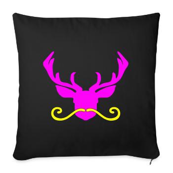 Hirsch in pink mit gelbem Bart - Sofakissen mit Füllung 45 x 45 cm - Schwarz - Vorne