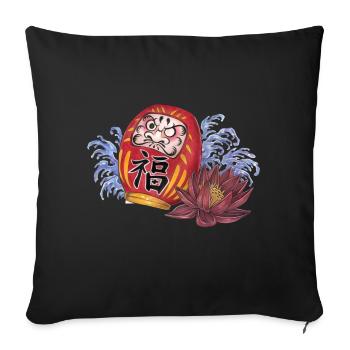 Daruma Glücksbringer aus Japan für Glück Reichtum - Sofakissen mit Füllung 45 x 45 cm - Schwarz - Vorne