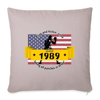 35. Geburtstag Vivant et dynamique depuis 08/1989 - Coussin et housse de 45 x 45 cm - taupe clair - Devant
