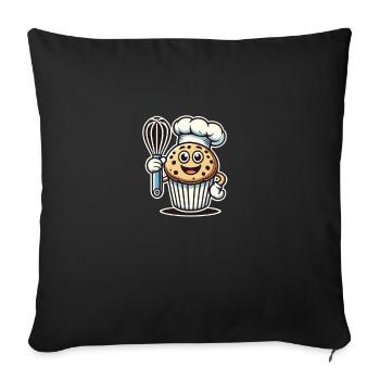 Funny Baking Muffin Cartoon - Sofa pillow with filling 45cm x 45cm - black - Front