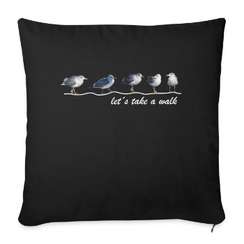 let ́s take a walk seagull beach sea Sylt Hiddensee - Sofa pillow with filling 45cm x 45cm - black - Front
