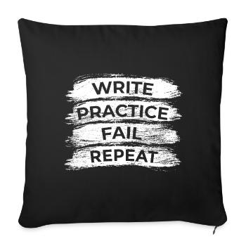 Writing Practice Fail Repeat - Sofa pillow with filling 45cm x 45cm - black - Front