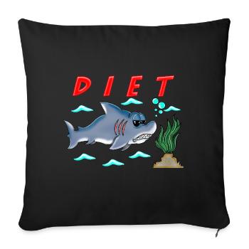 Funny Diet Cartoon Shark Humor Sarcastic Design - Sofa pillow with filling 45cm x 45cm - black - Front