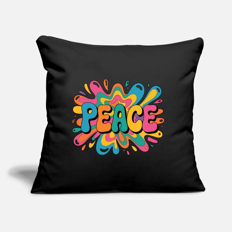Peace 1960s psychedelic pop-art design Sofakissen mit Füllung 45 x 45 cm