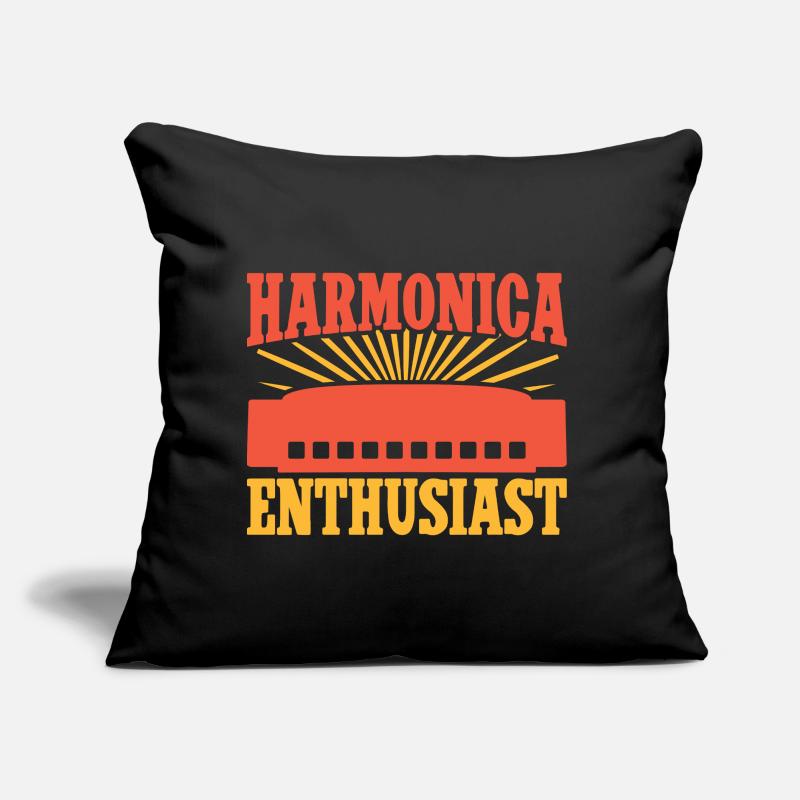 drôle d’harmonica joueur d’harmonica passionné harmonica Coussin et housse de 45 x 45 cm