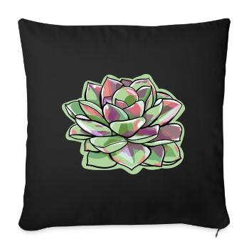 Echeveria Fat Leaf Rosette Succulente - Coussin et housse de 45 x 45 cm - noir - Devant
