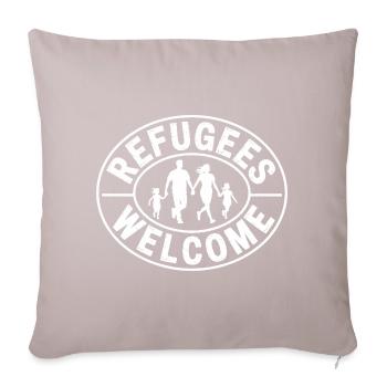 Réfugiés Bienvenus - Produits dérivés antifascistes - Coussin et housse de 45 x 45 cm - taupe clair - Devant