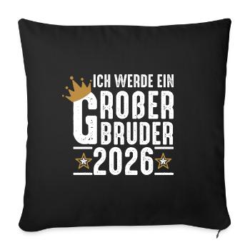 Je vais être Big Brother Grossesse 2026 - Coussin et housse de 45 x 45 cm - noir - Devant