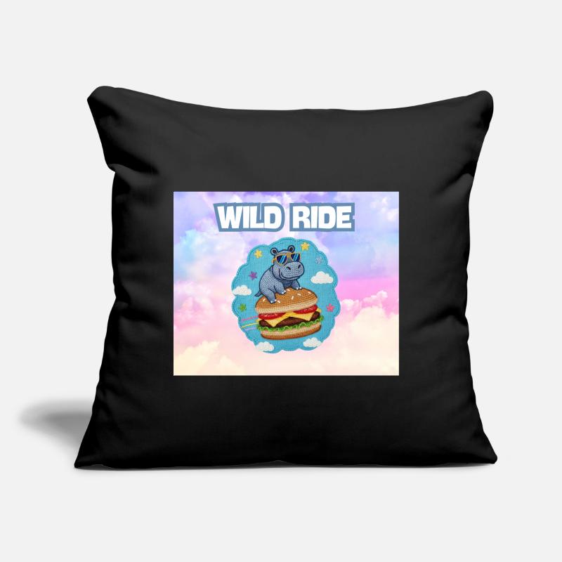 Wild Ride Hippo Burger Patch Sofakissen mit Füllung 45 x 45 cm