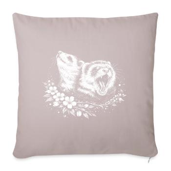 Furets dans le cercle des fleurs - Coussin et housse de 45 x 45 cm - taupe clair - Devant