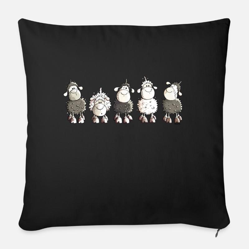Funny Sheep - Schaf - Schafe - Sofakissen mit Füllung 45 x 45 cm - Schwarz
