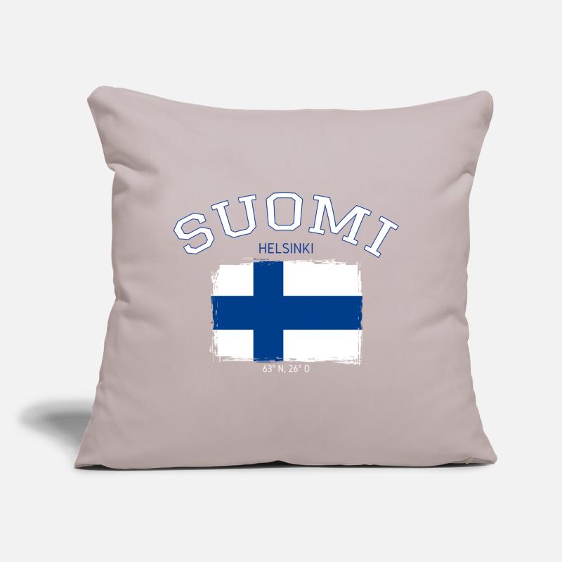 Drapeau de la Finlande avec référence à Helsinki Coussin et housse de 45 x 45 cm