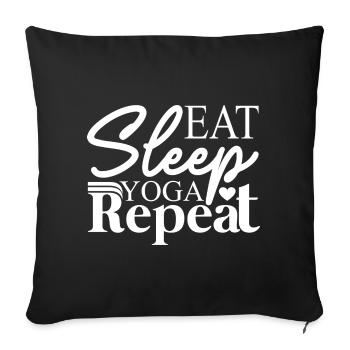 Eat Sleep Yoga Repeat - Sofakissen mit Füllung 45 x 45 cm - Schwarz - Vorne